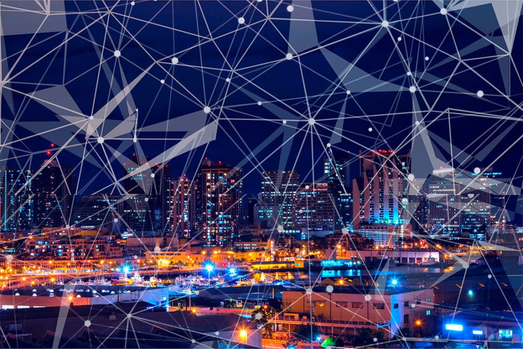 Image de réseau intelligent dans une ville européenne, illustrant l’utilisation de la technologie pour la gestion de l’énergie.