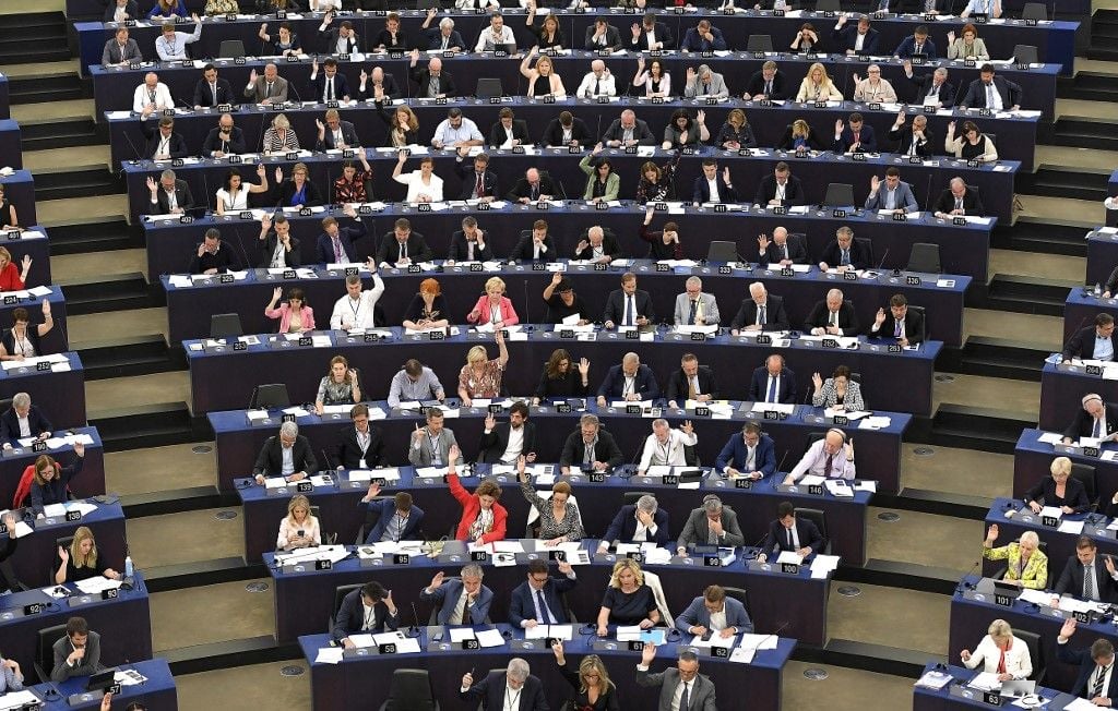 Hémicycle du Parlement européen lors d’un débat sur la stratégie climat 2040.