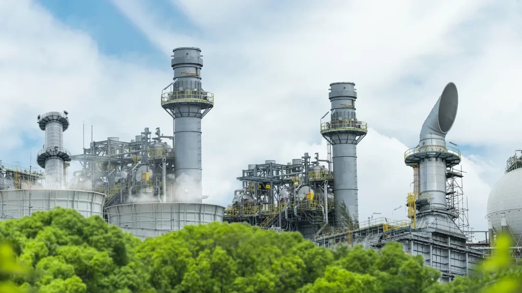 Zone industrielle exposée aux risques climatiques